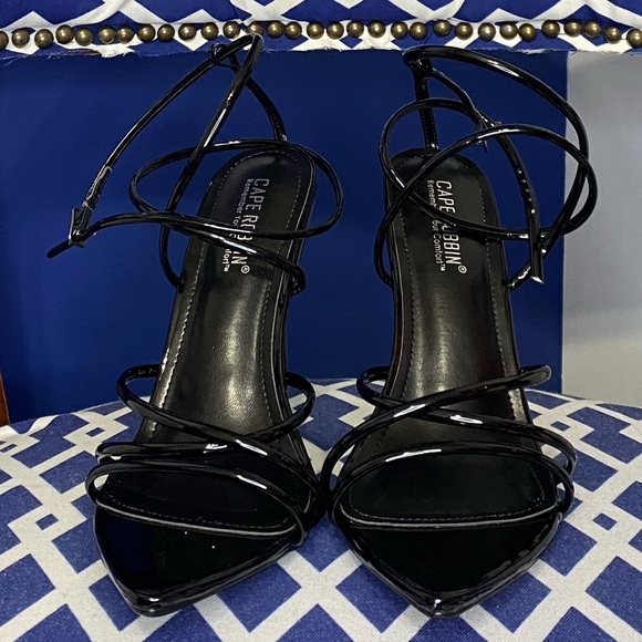 Cape Robbin black pointed strappy ankle strap high heel sandals sz 9 - Picture 12 of 12